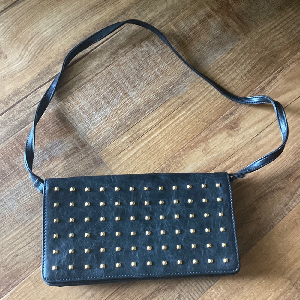 Tignanello small black purse embellished with gold studs